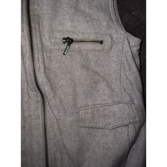 LS Ayres Zip Up Vest Mens Small Cream Cowl Neck Wool Blend Argentina Warm Preppy - Picture 3 of 10